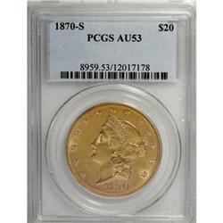 1870-S $20 AU53 PCGS