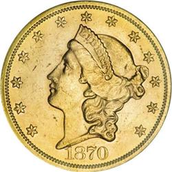 1870-S $20 AU58 NGC