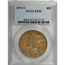 1871-S $20 XF45 PCGS
