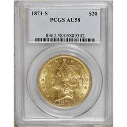 1871-S $20 AU58 PCGS