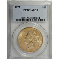 1872 $20 AU55 PCGS
