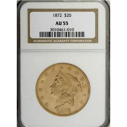 1872 $20 AU55 NGC