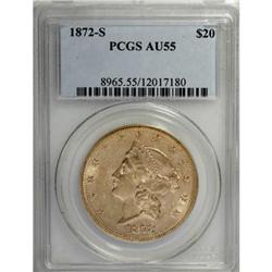 1872-S $20 AU55 PCGS