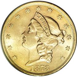 1873 $20 Open 3 MS62 PCGS