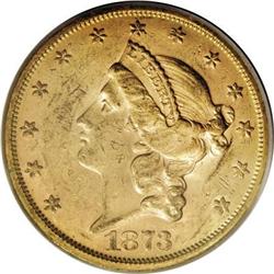 1873-S $20 Open 3 AU58 PCGS