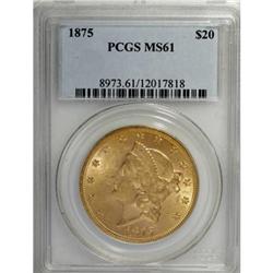 1875 $20 MS61 PCGS