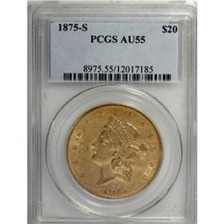 1875-S $20 AU55 PCGS