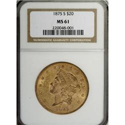 1875-S $20 MS61 NGC