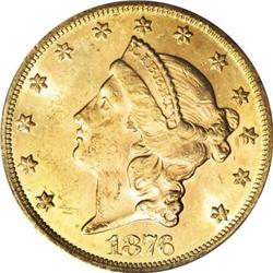 1876 $20 MS62 PCGS