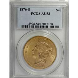 1876-S $20 AU58 PCGS