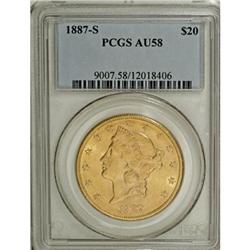 1887-S $20 AU58 PCGS