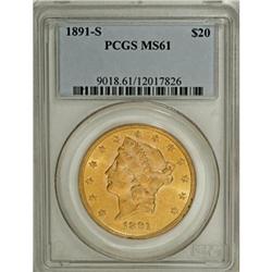 1891-S $20 MS61 PCGS
