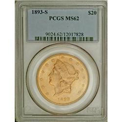 1893-S $20 MS62 PCGS