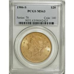 1906-S $20 MS63 PCGS