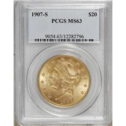1907-S $20 MS63 PCGS