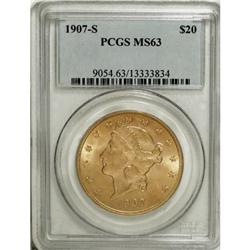 1907-S $20 MS63 PCGS