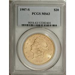 1907-S $20 MS63 PCGS