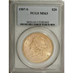 1907-S $20 MS63 PCGS