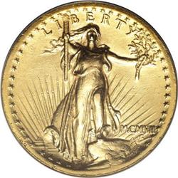 1907 $20 High Relief AU Details NCS