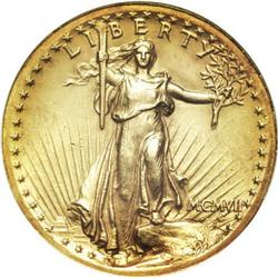 1907 $20 High Relief, Wire Rim AU58 ANACS