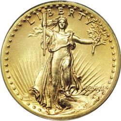 1907 $20 High Relief, Flat Rim AU58 PCGS