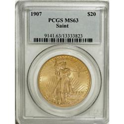 1907 $20 Arabic Numerals MS63 PCGS