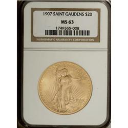 1907 $20 Arabic Numerals MS63 NGC