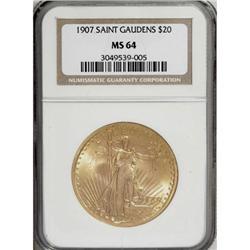 1907 $20 Arabic Numerals MS64 NGC