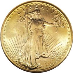 1907 $20 Arabic Numerals MS66 NGC