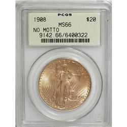 1908 $20 No Motto MS66 PCGS