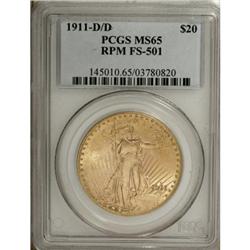1911-D/D $20 RPM FS-501 MS65 PCGS
