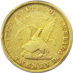 1853 $20 Assay Office Twenty Dollar, 900 Thous.