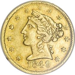 1849 $5 Moffat & Co. Five Dollar XF40 ANACS