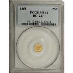 1855 25C Liberty Round 25 Cents, BG-227, R.6,