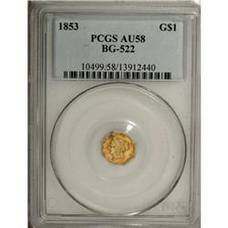 1853 $1 Liberty Octagonal 1 Dollar, BG-522, High