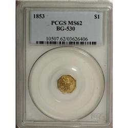 1853 $1 Liberty Octagonal 1 Dollar, BG-530, R.2,