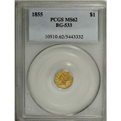 1855 $1 Liberty Octagonal 1 Dollar, BG-533, Low