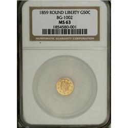 1859 50C Liberty Round 50 Cents, BG-1002, High