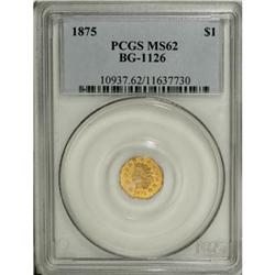 1875 $1 Indian Octagonal 1 Dollar, BG-1126, R.5,