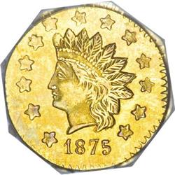1875 Indian Octagonal $1 BG-1127 MS63 PCGS