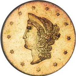 1870 $1 Goofy Head Round 1 Dollar, BG-1205, High