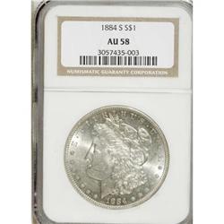 1884-S $1 AU58 NGC