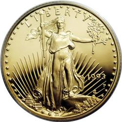 1993-P G$10 Quarter-Ounce Gold Eagle PR70 Deep