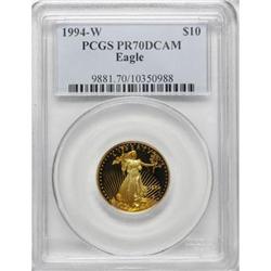 1994-W G$10 Quarter-Ounce Gold Eagle PR70 Deep