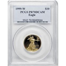 1999-W G$10 Quarter-Ounce Gold Eagle PR70 Deep