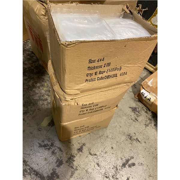 3 cases 4x4” zip bags