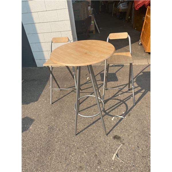 Table and two folding stools