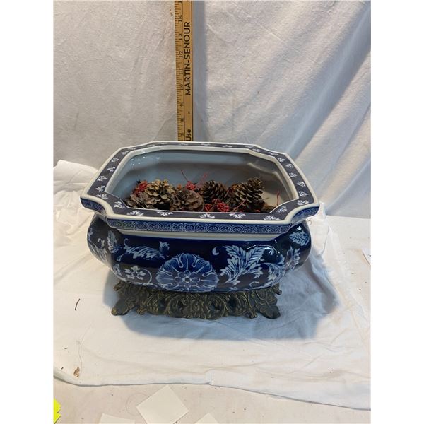 Blue and white decor bowl