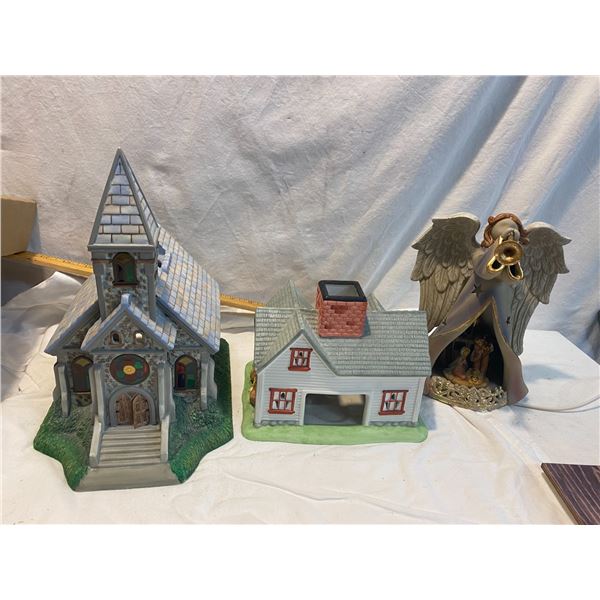 Party lite tea light holders and a plug in angel