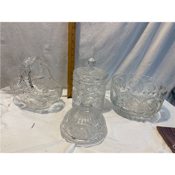 Lot of 4 crystal dishes